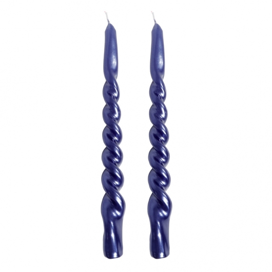 Twisted Dinerkaarsen Blauw /2