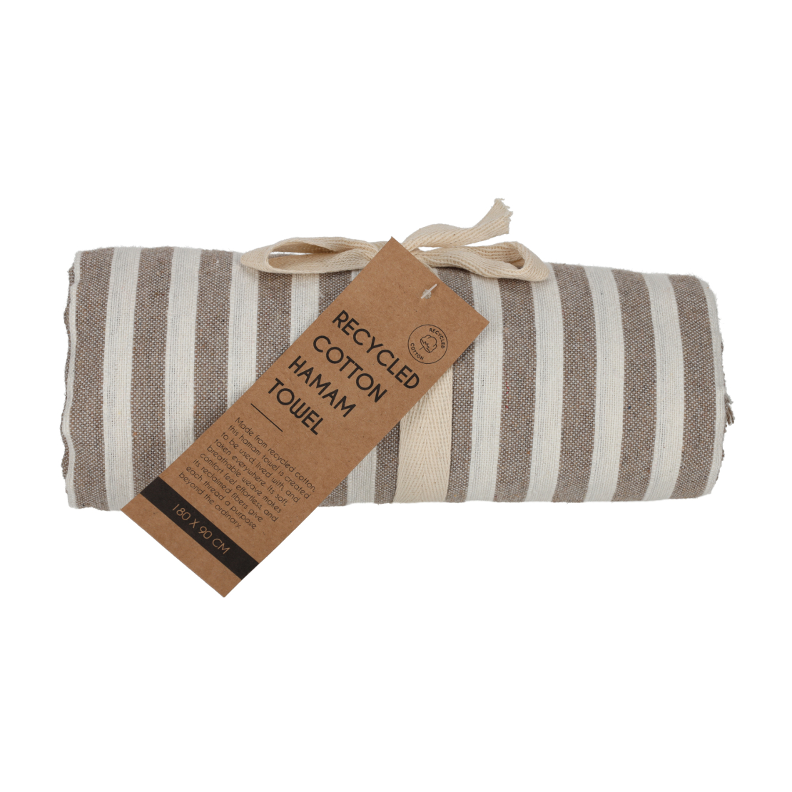 Hamamdoek Strepen Taupe 180x90