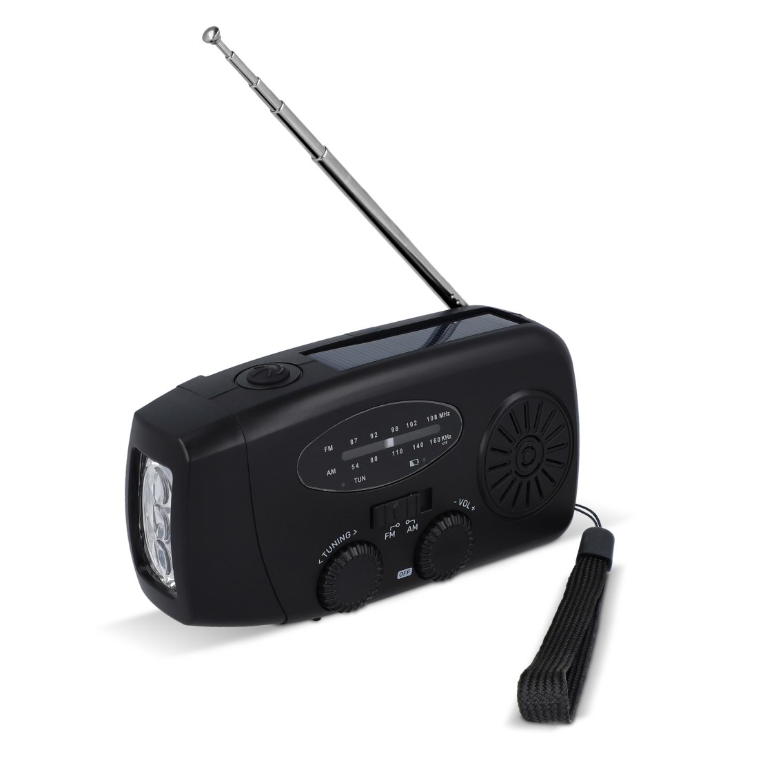 Noodradio met Zonne-energie en Opwindbaar zwart