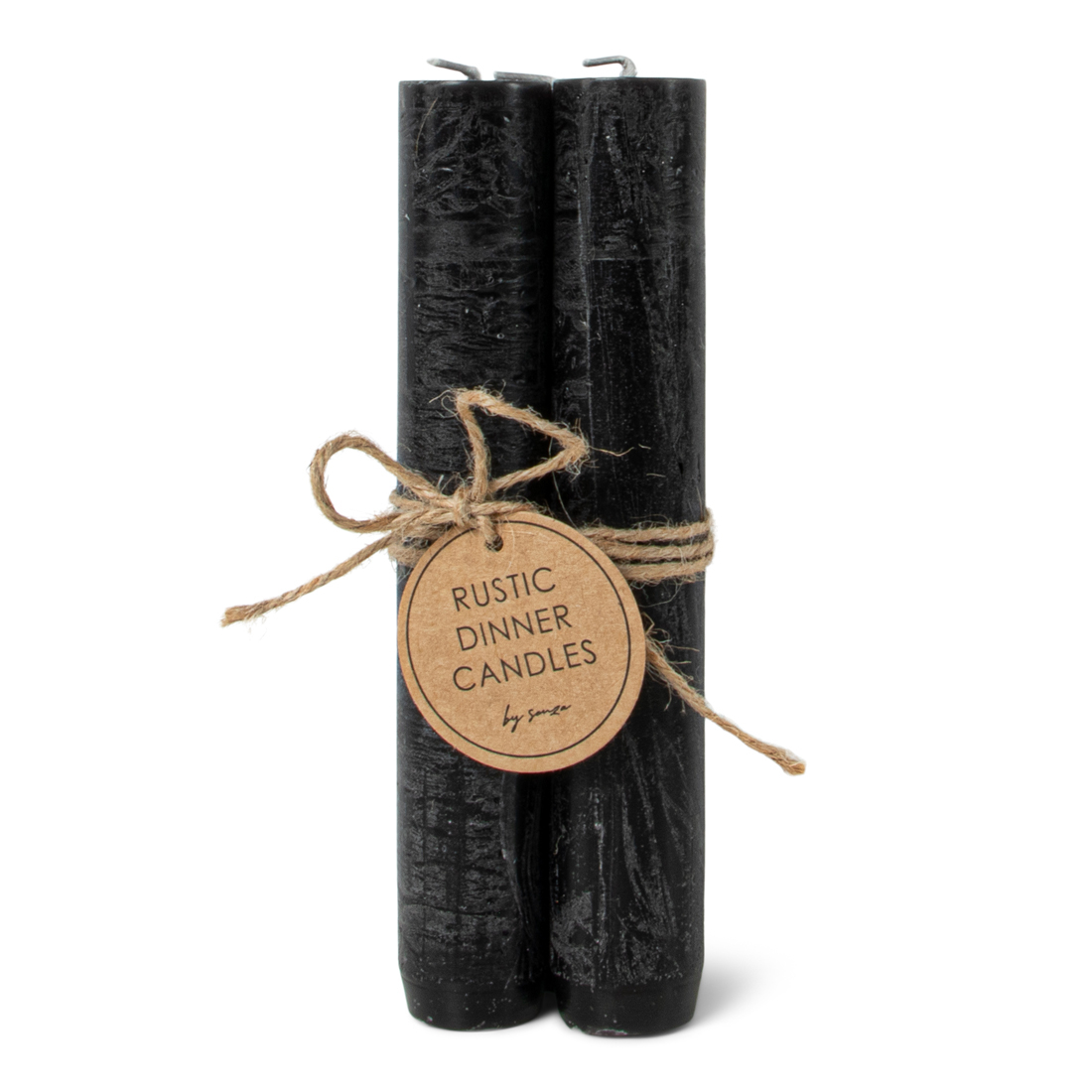 Rustieke Dinerkaarsen Zwart set van 3