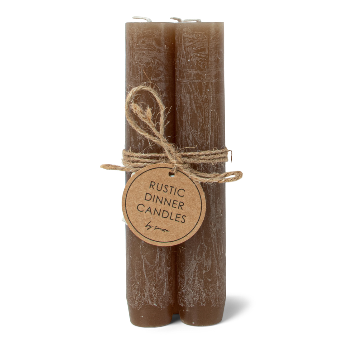 Rustieke Dinerkaarsen Bruin set van 3