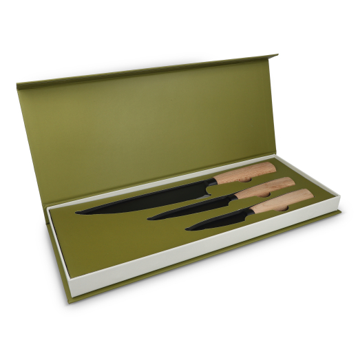 3 delige Essential messenset Ravn Hout