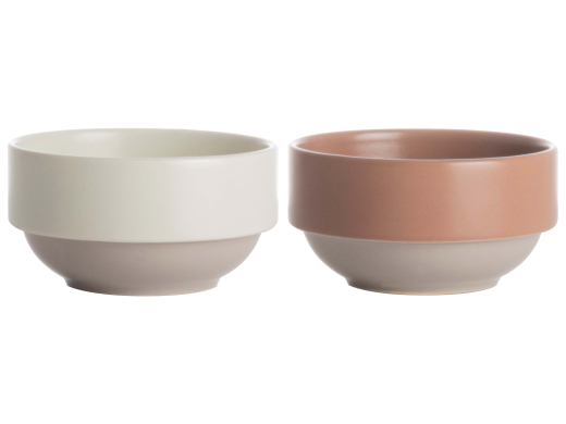 Set van 2 Schaaltjes ø9x5,1cm Terra/wit