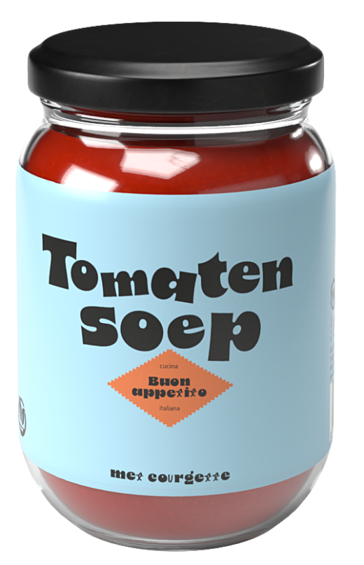 Tomaat-courgettesoep veggie in pot