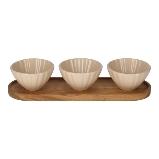 Serveerset Met Schelp Schaaltjes Beige