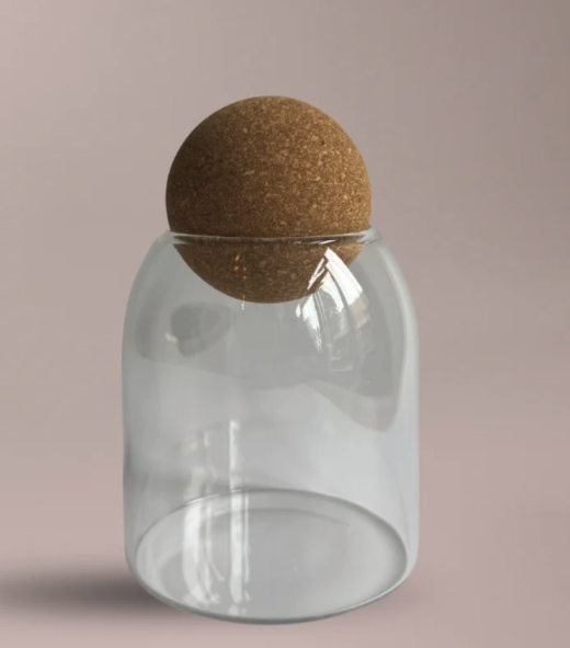 Glazen geurpotje met kurken balsluiting