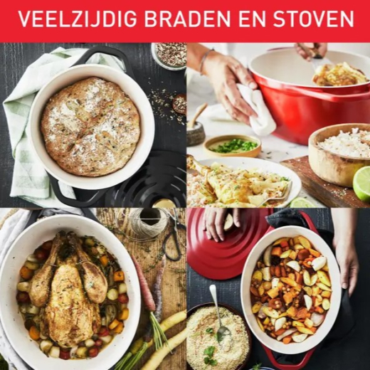 Braadpan ovaal 30 cm Rood Keramisch en Recycled