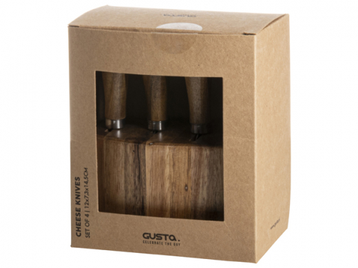 Set van 4 kaasmesjes met houder