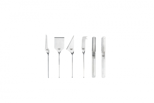 Set van 6 kaas- en botermessen, kleur staal