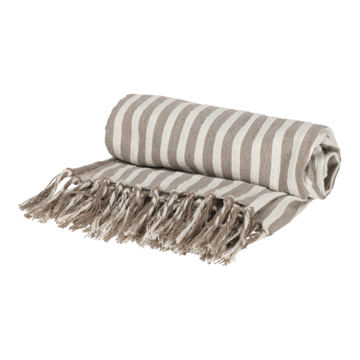 Hamamdoek Strepen Taupe 180x90