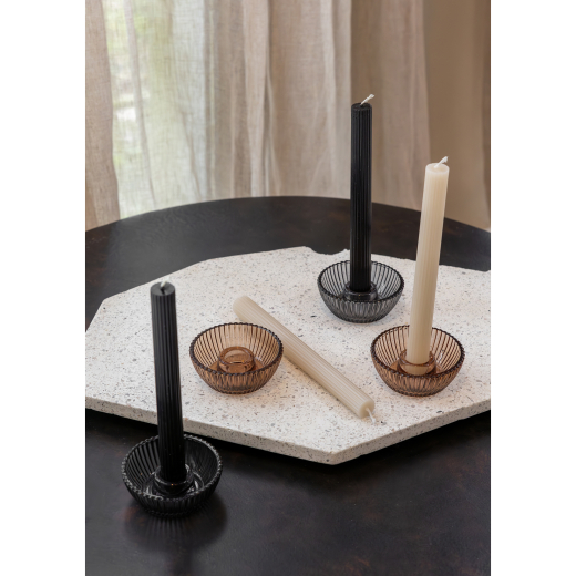 Giftset Kandelaar en Kaars Zwart set van 2