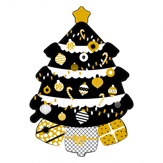 Folie Ballon Kerstboom Zwart
