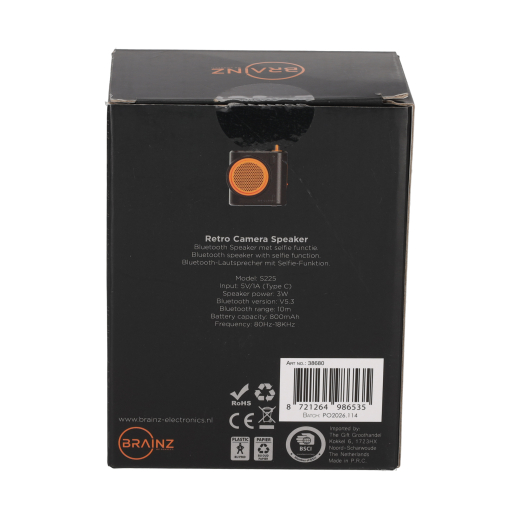 Retro Camera Speaker Zwart