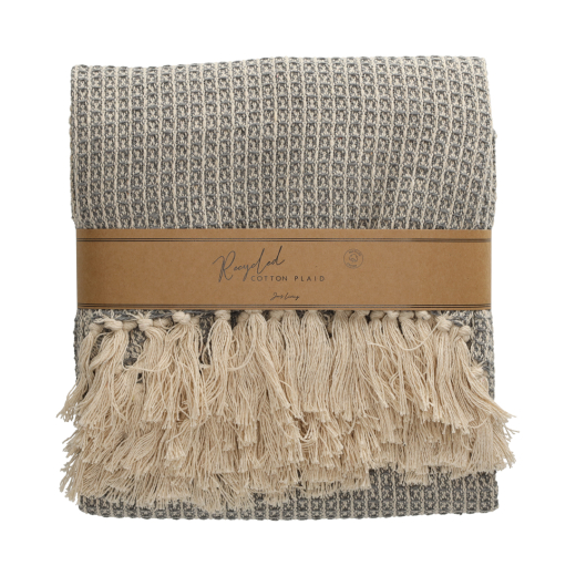 Recycled Cotton Plaid Wafel Grijs