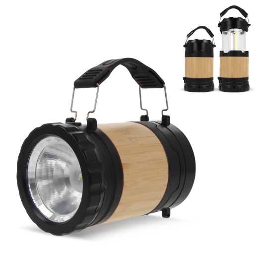 ABS & Bamboe lamp & zaklamp Zwart