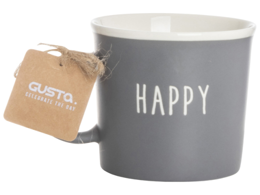 Mok witte rand Happy 310 ml