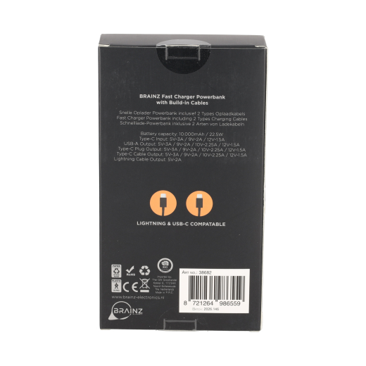 Powerbank Built-in Cables 10.000 mAh