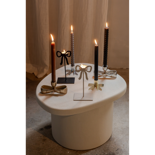 Swirl Dinerkaarsen Grijs/Zwart set van 3