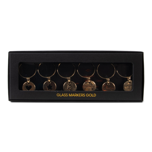 Glasmarkers Goud set van 6