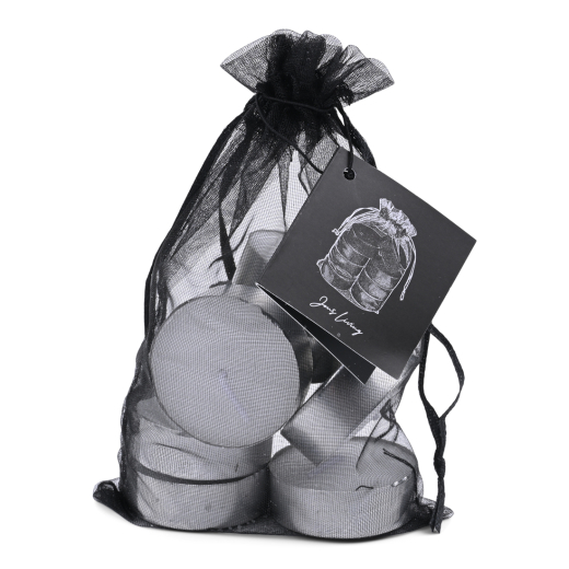 Theelichten 4u in Organza Zak zwart