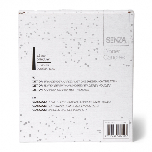 Eetkaars wit 15cm 6 stuks