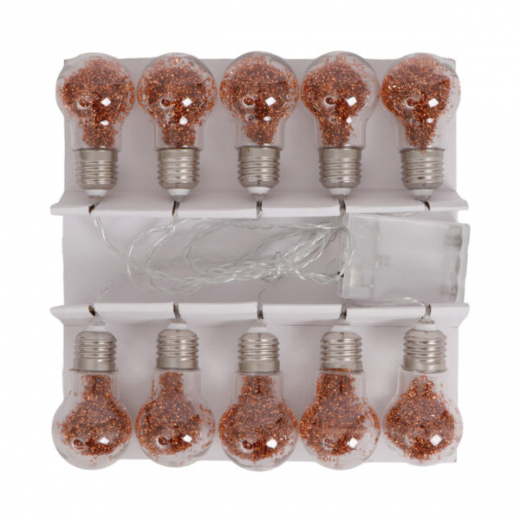 LED Glitter Bol Slinger Koper