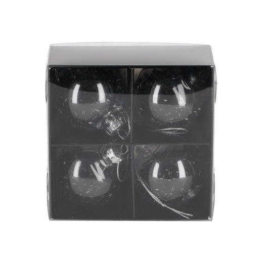 Glitter Kerstballen Zwart set vam 4