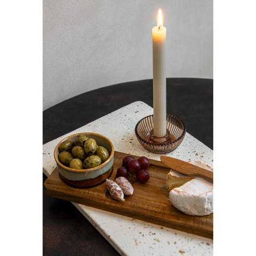 Giftset Kandelaar en Kaars Bruin set van 2