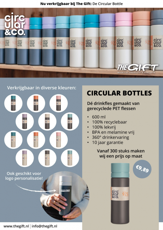 Fles 600ML Grijs-Blauw