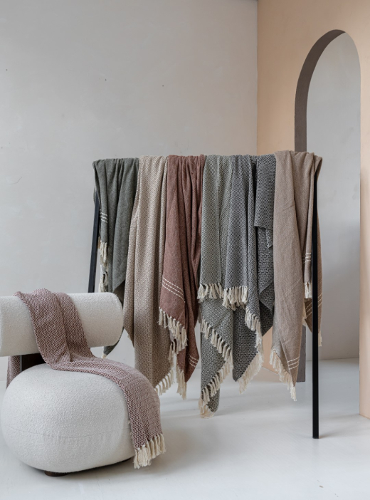 Recycled Cotton Plaid Visgraat Beige