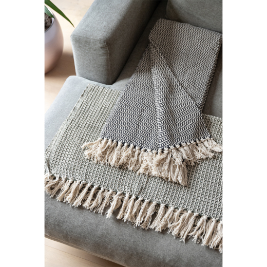 Recycled Cotton Plaid Visgraat Zwart