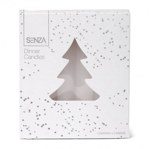 Eetkaars wit 15cm 6 stuks