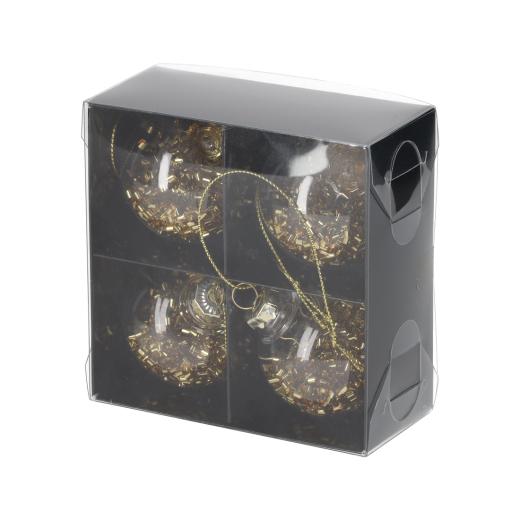 Glitter Kerstballen Goud set van 4