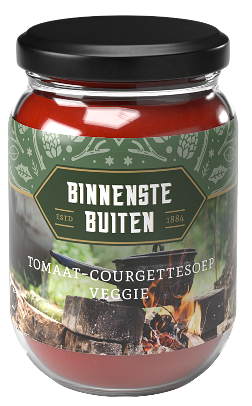 Tomaat-courgettesoep veggie in pot