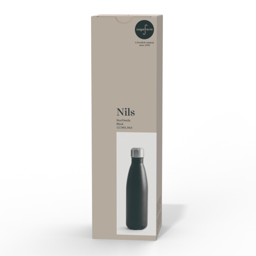 Nils stalen fles 500 ml Zwart