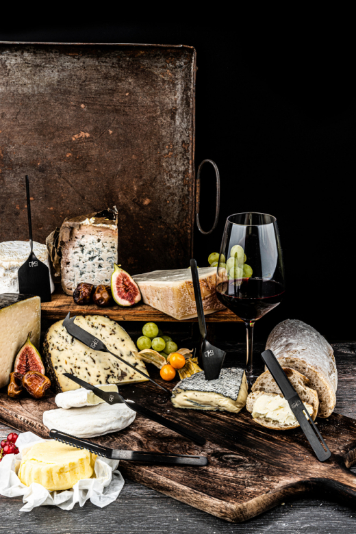 Set van 6 kaas- en botermessen, kleur zwart