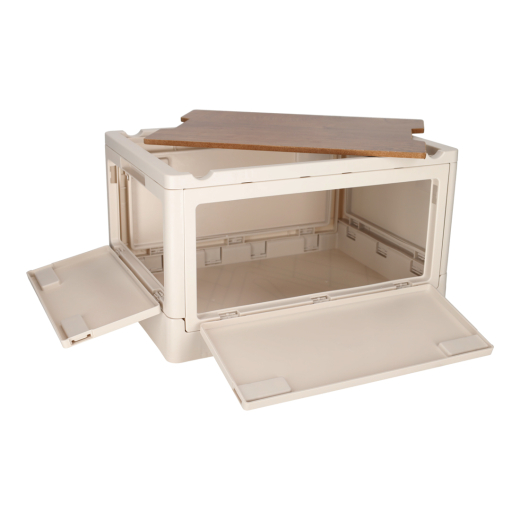 Krat met houten deksel Off-white