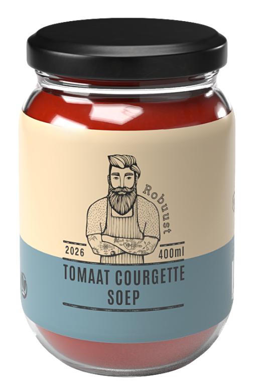 Tomaat-courgettesoep veggie in pot