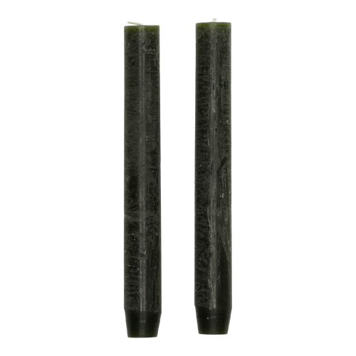 Rustieke Dinerkaarsen Groen set van 2