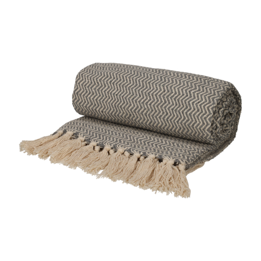 Recycled Cotton Plaid Visgraat Grijs