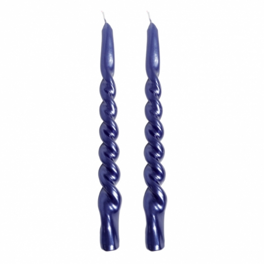 Twisted Dinerkaarsen Blauw /2