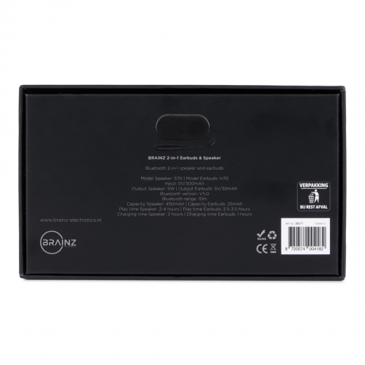 2-in-1 Earbuds & Speaker Zwart