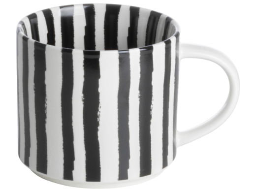 Mok strepen 10x9cm Zwart-wit