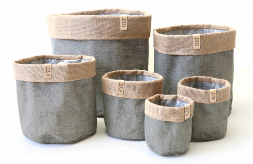 Sizo bag jute grey Ø25 / H25 cm