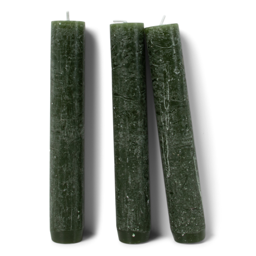 Rustieke Dinerkaarsen Groen set van 3
