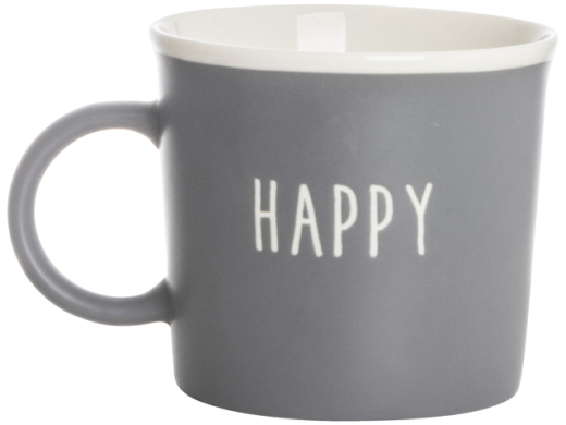 Mok witte rand Happy 310 ml