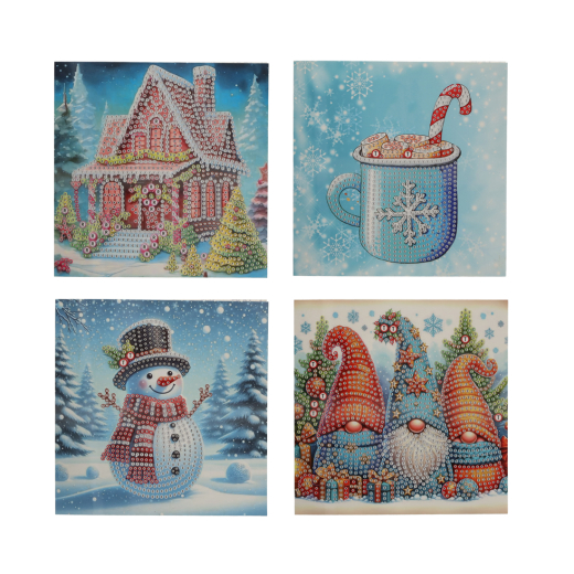 Diamond Painting Winterkaarten set van 4
