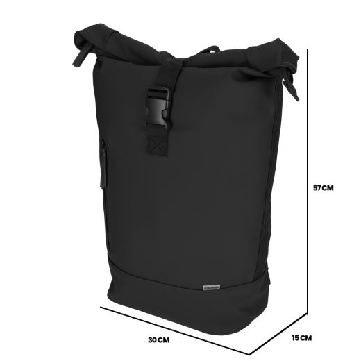 Dull PU Rol Rugtas 2.0 Zwart