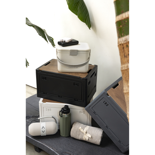 Krat Met Houten Deksel & Koeltas Zwart