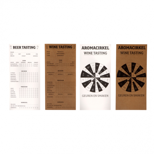 Wijn en bier proef kaarten
